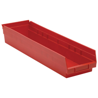 Bacs de rangement pour tablettes, 6-5/8" la x 4" H x 23-5/8" p, Rouge, Capacit&eacute; 50 lb Helyx Safety & Industrial Supplies