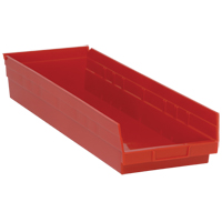 Bacs de rangement pour tablettes, 8-3/8" la x 4" H x 23-5/8" p, Rouge, Capacit&eacute; 50 lb Helyx Safety & Industrial Supplies