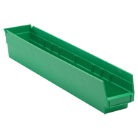 Bac pour &eacute;tag&egrave;re &eacute;conomique, 4-1/8" la, 4" h x 23-5/8" p, Vert Helyx Safety & Industrial Supplies