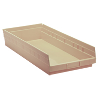 Economy Shelf Bin, 11-1/8" W x 4" H x 23-5/8" D, Ivory, 60 lbs. Capacity Helyx Safety & Industrial Supplies