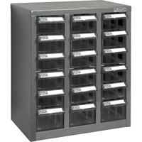 Casiers pour pi&egrave;ces KPC-600, Acier galvanis&eacute;, 18 tiroirs, 13-9/10" x 8-7/10" x 16-3/10", Gris Helyx Safety & Industrial Supplies