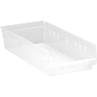 Bacs de rangement pour tablettes, 8-3/8" la x 4" H x 17-7/8" p, Transparent, Capacit&eacute; 40 lb Helyx Safety & Industrial Supplies