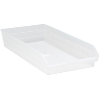 Bacs de rangement pour tablettes, 11-1/8" la x 4" H x 23-5/8" p, Transparent, Capacit&eacute; 50 lb Helyx Safety & Industrial Supplies