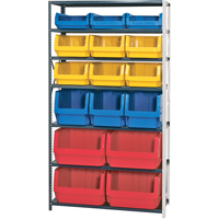 Shelving Unit with Stacking Bins, Steel, Magnum Bin, 650 lbs. Capacity, 42" W x 76" H Helyx Safety & Industrial Supplies