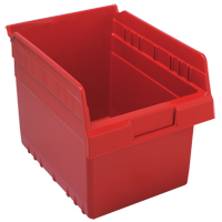 Store-Max Shelf Bins, 8-3/8" W x 8" H x 11-5/8" D, Red, 44 lbs. Capacity Helyx Safety & Industrial Supplies