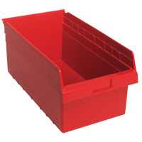 Store-Max Shelf Bins, 11-1/8" W x 8" H x 17-7/8" D, Red, 56 lbs. Capacity Helyx Safety & Industrial Supplies