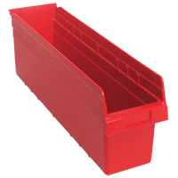 Store-Max Shelf Bins, 6-5/8" W x 8" H x 23-5/8" D, Red, 68 lbs. Capacity Helyx Safety & Industrial Supplies