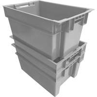 Stack & Nest Container, 16" W x 12" H x 24" D, Grey Helyx Safety & Industrial Supplies