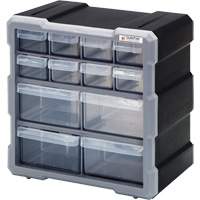 Armoire &agrave; tiroir, Plastique, 12 tiroirs, 10-1/2" x 6-1/4" x 10-1/4", Noir Helyx Safety & Industrial Supplies