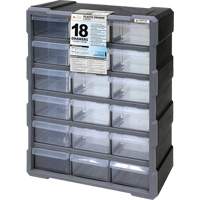 Armoire &agrave; tiroir, Plastique, 18 tiroirs, 15" x 6-1/4" x 18-3/4", Noir Helyx Safety & Industrial Supplies