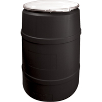 Barils en poly&eacute;thyl&egrave;ne, 55 gal. US (45 gal. imp.), Dessus ouvert, Noir Helyx Safety & Industrial Supplies
