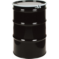 Barils en acier, 55 gal. US (45 gal. imp.), Non doubl&eacute;, Noir, Dessus ouvert, 1A2/Y1.4/140, Calibre 20 Helyx Safety & Industrial Supplies