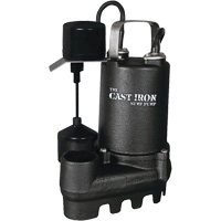 Cast Iron Submersible Sump Pump with Vertical Float Switch, 67 GPM, 33 V, 5 A, 1/3 HP Helyx Safety & Industrial Supplies