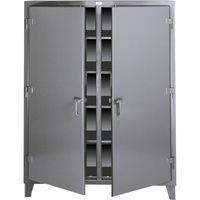 Double Shift Storage Cabinets, Steel, 8 Shelves, 72" H x 72" W x 24" D, Grey Helyx Safety & Industrial Supplies