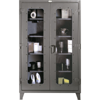 Armoires &agrave; fen&ecirc;tres claires, Acier, 4 Tablettes, 60" h x 48" la x 24" p Helyx Safety & Industrial Supplies