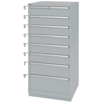 Armoires de rangement avec tiroirs, 8 tiroirs, 28-1/4" la x 28-1/2" p x 59-1/2" h, Gris Helyx Safety & Industrial Supplies
