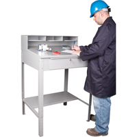 Open Floor Style Shop Desk, 34-1/2" W x 30" D x 53" H, Grey Helyx Safety & Industrial Supplies