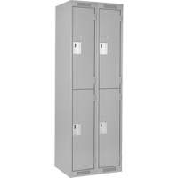 Casiers Clean Line, 2 niveaux, Bloc de 2, 24" x 18" x 72", Acier, Gris, Rivet (assembl&eacute;) Helyx Safety & Industrial Supplies