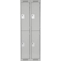 Casiers Clean Line, 2 niveaux, Bloc de 2, 24" x 18" x 72", Acier, Gris, Rivet (assembl&eacute;) Helyx Safety & Industrial Supplies