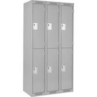 Casiers Clean Line, 2 niveaux, Bloc de 3, 36" x 18" x 72", Acier, Gris, Rivet (assembl&eacute;) Helyx Safety & Industrial Supplies