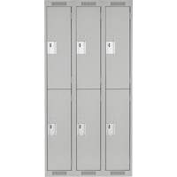 Casiers Clean Line, 2 niveaux, Bloc de 3, 36" x 18" x 72", Acier, Gris, Rivet (assembl&eacute;) Helyx Safety & Industrial Supplies