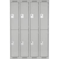 Casiers Clean Line, 2 niveaux, Bloc de 4, 48" x 18" x 72", Acier, Gris, Rivet (assembl&eacute;) Helyx Safety & Industrial Supplies