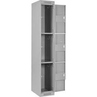 Casiers Clean Line, 3 niveaux, Bloc de 4, 48" x 18" x 72", Acier, Gris, Rivet (assembl&eacute;) Helyx Safety & Industrial Supplies