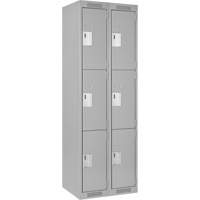 Casiers Clean Line, 3 niveaux, Bloc de 2, 24" x 18" x 72", Acier, Gris, Rivet (assembl&eacute;) Helyx Safety & Industrial Supplies