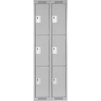 Casiers Clean Line, 3 niveaux, Bloc de 2, 24" x 18" x 72", Acier, Gris, Rivet (assembl&eacute;) Helyx Safety & Industrial Supplies