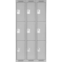 Casiers Clean Line, 3 niveaux, Bloc de 3, 36" x 18" x 72", Acier, Gris, Rivet (assembl&eacute;) Helyx Safety & Industrial Supplies