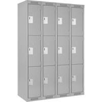 Casiers Clean Line, 3 niveaux, Bloc de 4, 48" x 18" x 72", Acier, Gris, Rivet (assembl&eacute;) Helyx Safety & Industrial Supplies