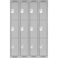 Casiers Clean Line, 3 niveaux, Bloc de 4, 48" x 18" x 72", Acier, Gris, Rivet (assembl&eacute;) Helyx Safety & Industrial Supplies