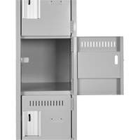Petits casiers Clean Line, 6 niveaux, Bloc de 4, 48" x 18" x 82", Acier, Beige, Rivet (assembl&eacute;) Helyx Safety & Industrial Supplies