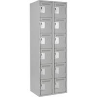 Petits casiers Clean Line, 6 niveaux, Bloc de 2, 24" x 18" x 72", Acier, Gris, Rivet (assembl&eacute;) Helyx Safety & Industrial Supplies