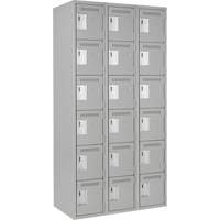Petits casiers Clean Line, 6 niveaux, Bloc de 3, 36" x 18" x 72", Acier, Gris, Rivet (assembl&eacute;) Helyx Safety & Industrial Supplies