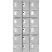 Petits casiers Clean Line, 6 niveaux, Bloc de 3, 36" x 18" x 72", Acier, Gris, Rivet (assembl&eacute;) Helyx Safety & Industrial Supplies