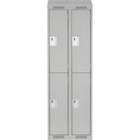 Casiers Clean Line, 2 niveaux, Bloc de 2, 24" x 18" x 78", Acier, Gris, Rivet (assembl&eacute;) Helyx Safety & Industrial Supplies