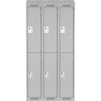 Casiers Clean Line, 2 niveaux, Bloc de 3, 36" x 18" x 78", Acier, Gris, Rivet (assembl&eacute;) Helyx Safety & Industrial Supplies