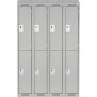 Casiers Clean Line, 2 niveaux, Bloc de 4, 48" x 18" x 78", Acier, Gris, Rivet (assembl&eacute;) Helyx Safety & Industrial Supplies