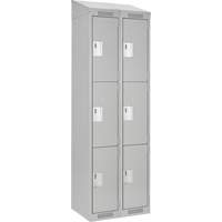 Casiers Clean Line, 3 niveaux, Bloc de 2, 24" x 18" x 78", Acier, Gris, Rivet (assembl&eacute;) Helyx Safety & Industrial Supplies