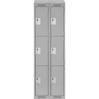 Casiers Clean Line, 3 niveaux, Bloc de 2, 24" x 18" x 78", Acier, Gris, Rivet (assembl&eacute;) Helyx Safety & Industrial Supplies
