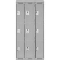 Casiers Clean Line, 3 niveaux, Bloc de 3, 36" x 18" x 78", Acier, Gris, Rivet (assembl&eacute;) Helyx Safety & Industrial Supplies