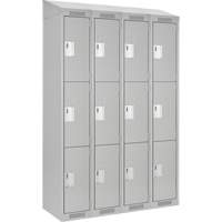 Casiers Clean Line, 3 niveaux, Bloc de 4, 48" x 18" x 78", Acier, Gris, Rivet (assembl&eacute;) Helyx Safety & Industrial Supplies