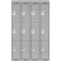 Casiers Clean Line, 3 niveaux, Bloc de 4, 48" x 18" x 78", Acier, Gris, Rivet (assembl&eacute;) Helyx Safety & Industrial Supplies