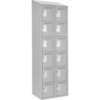 Petits casiers Clean Line, 6 niveaux, Bloc de 2, 24" x 18" x 78", Acier, Gris, Rivet (assembl&eacute;) Helyx Safety & Industrial Supplies