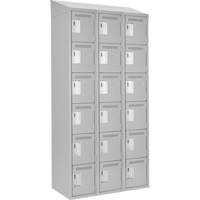 Petits casiers Clean Line, 6 niveaux, Bloc de 3, 36" x 18" x 78", Acier, Gris, Rivet (assembl&eacute;) Helyx Safety & Industrial Supplies