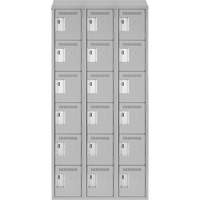 Petits casiers Clean Line, 6 niveaux, Bloc de 3, 36" x 18" x 78", Acier, Gris, Rivet (assembl&eacute;) Helyx Safety & Industrial Supplies