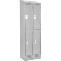 Casiers Clean Line, 2 niveaux, Bloc de 2, 24" x 18" x 82", Acier, Gris, Rivet (assembl&eacute;) Helyx Safety & Industrial Supplies