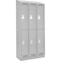 Casiers Clean Line, 2 niveaux, Bloc de 3, 36" x 18" x 82", Acier, Gris, Rivet (assembl&eacute;) Helyx Safety & Industrial Supplies