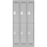 Casiers Clean Line, 2 niveaux, Bloc de 3, 36" x 18" x 82", Acier, Gris, Rivet (assembl&eacute;) Helyx Safety & Industrial Supplies